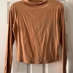 Express Brown Fitted Long Sleeve Tee